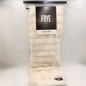 FRYE Faux Fur Throw Blanket Cloud Dancer Cream Cozy Plush Luxurious Soft